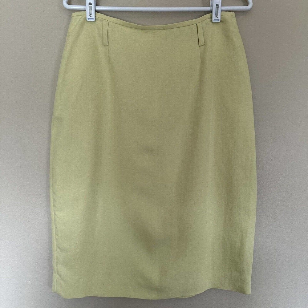 Ellen Tracy Green Skirt Size 10 Rayon Linen